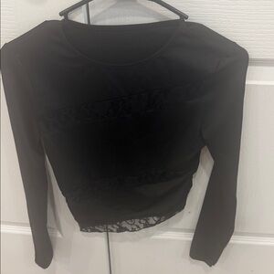 SHEIN Black Lace Detail Blouse